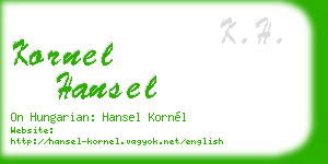 kornel hansel business card